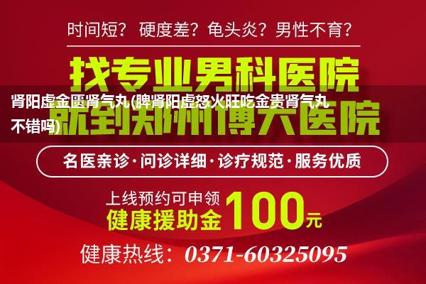 肾阳虚金匮肾气丸(脾肾阳虚怒火旺吃金贵肾气丸不错吗)